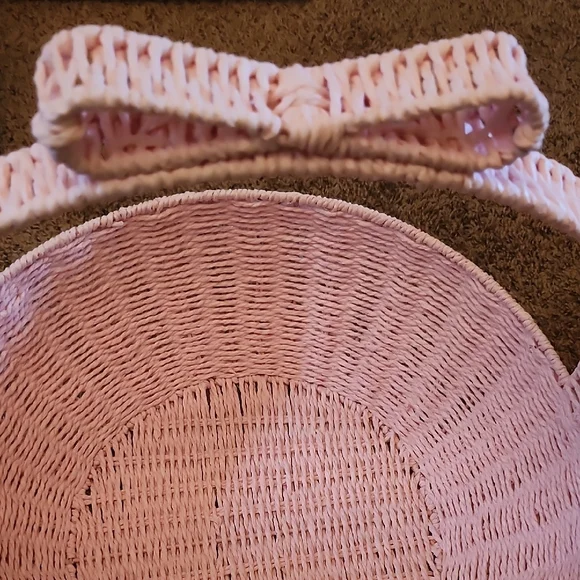 Pink Woven Basket with Handle - Picture 4 of 5